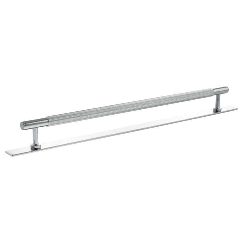 Millhouse Brass Battersea Linear T-Bar Cabinet Pull Handle on Backplate 320mm - Polished Chrome