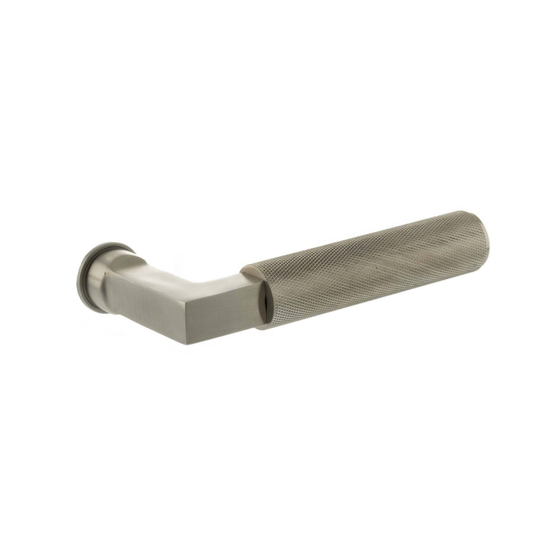 Millhouse Brass Cartwright Lever Door Handle on Concealed Round Rose - Satin Nickel