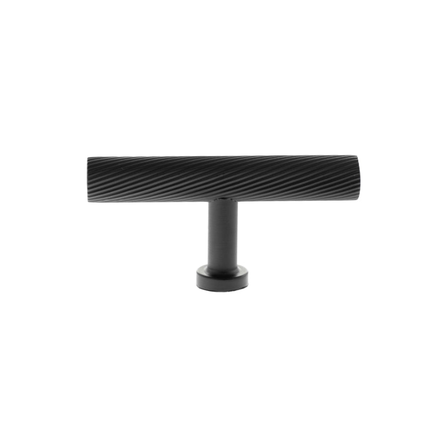 Millhouse Brass Paddington Spiral T-Bar Cabinet Knob Handle - Matt Black