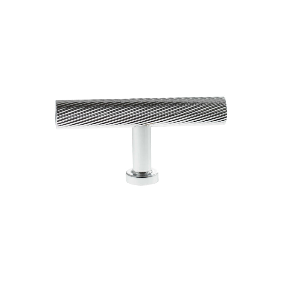 Millhouse Brass Paddington Spiral T-Bar Cabinet Knob Handle - Polished Chrome