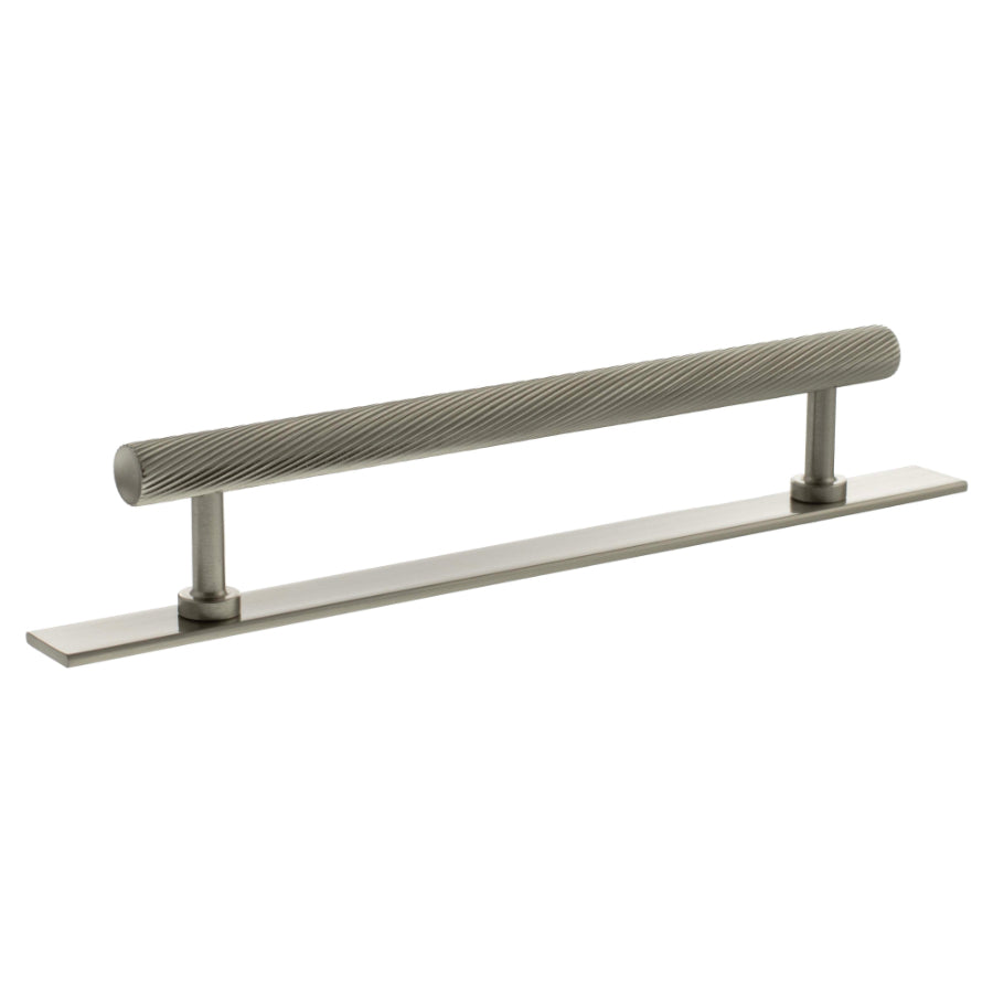 Millhouse Brass Paddington Spiral T-Bar Cabinet Pull Handle on Backplate 160mm - Satin Nickel