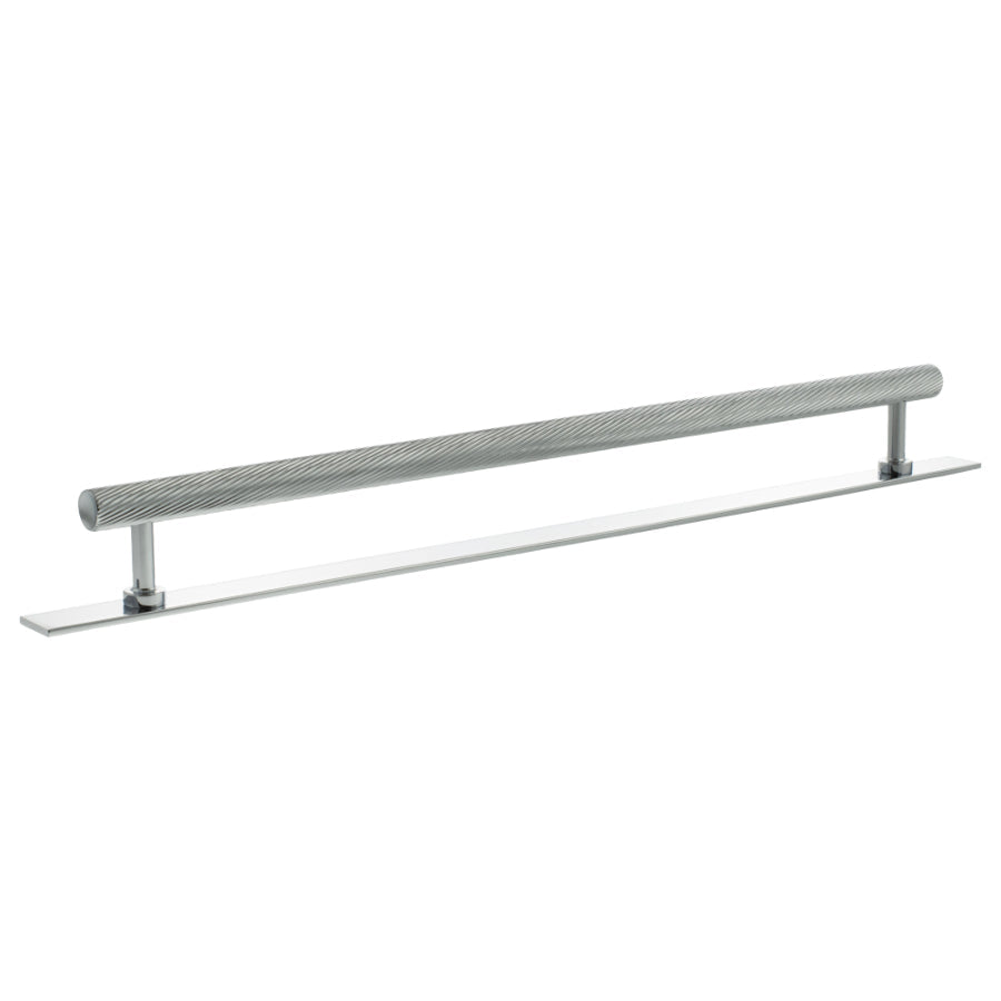 Millhouse Brass Paddington Spiral T-Bar Cabinet Pull Handle on Backplate 320mm - Polished Chrome