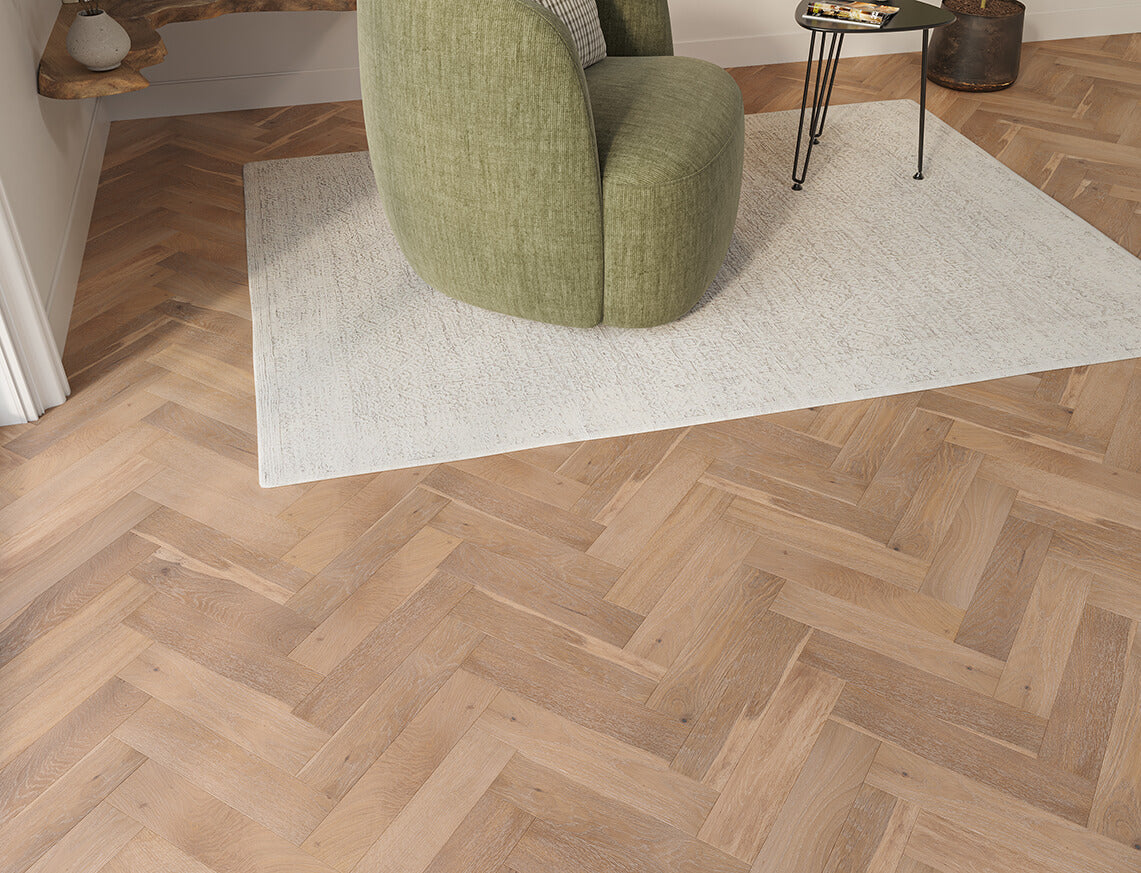 Malton Oak Grey Smoked Brushed Herringbone Engineered Wood Flooring | UV Oiled | 90 x 400 x 15/4mm