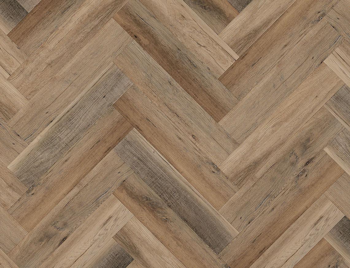 Marazion Oak Golden Brown Oak Herringbone LVT Flooring | 128 x 615 x 6.5/0.5mm