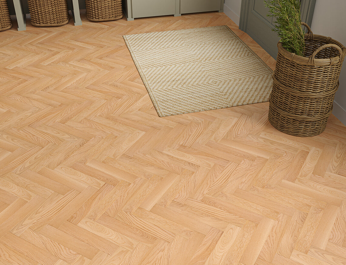 Marwood Oak Natural Brushed Herringbone Engineered Wood Flooring | UV Oiled | 70 x 350 x 10/2.5mm