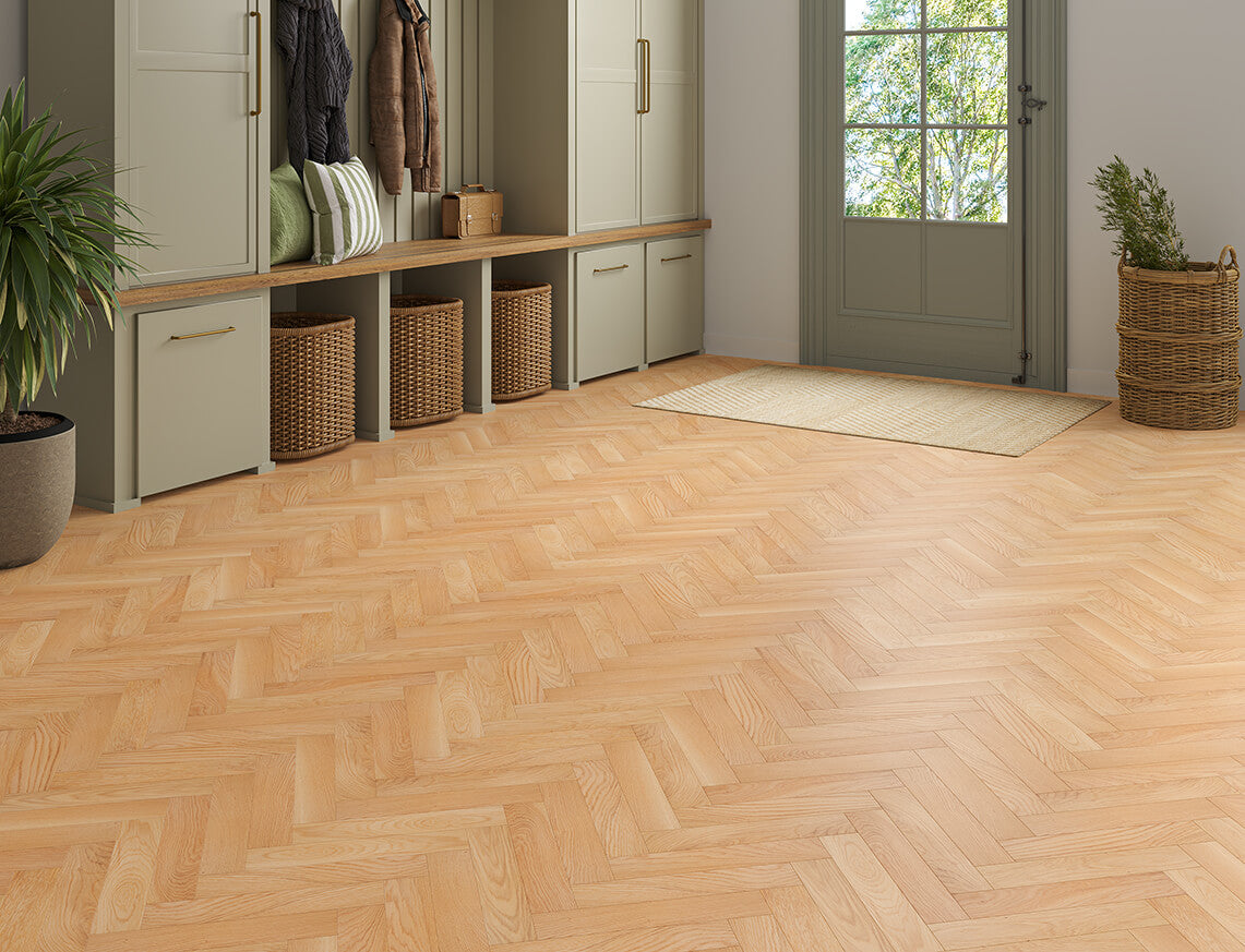 Marwood Oak Natural Brushed Herringbone Engineered Wood Flooring | UV Oiled | 70 x 350 x 10/2.5mm