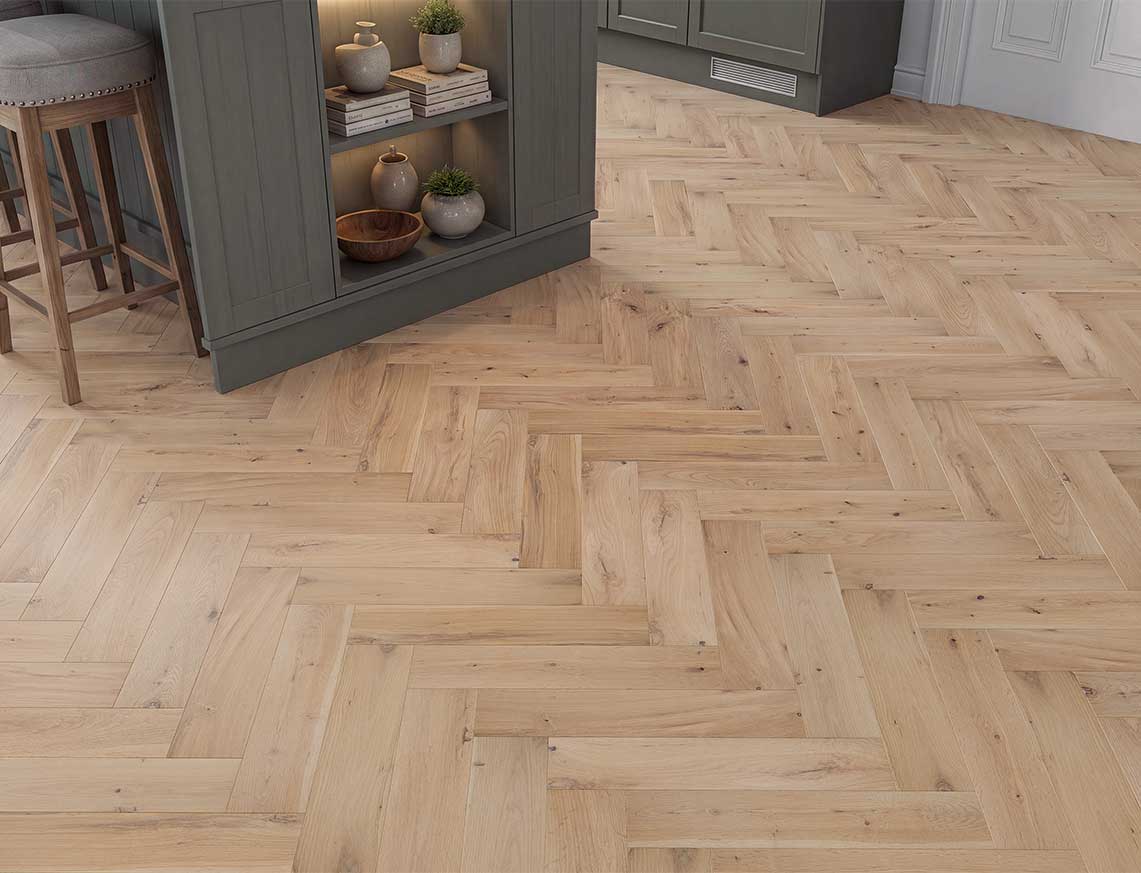 Midhurst Oak Invisible Smooth Herringbone Solid Wood Flooring | UV Oiled | 90 x 400 x 18mm