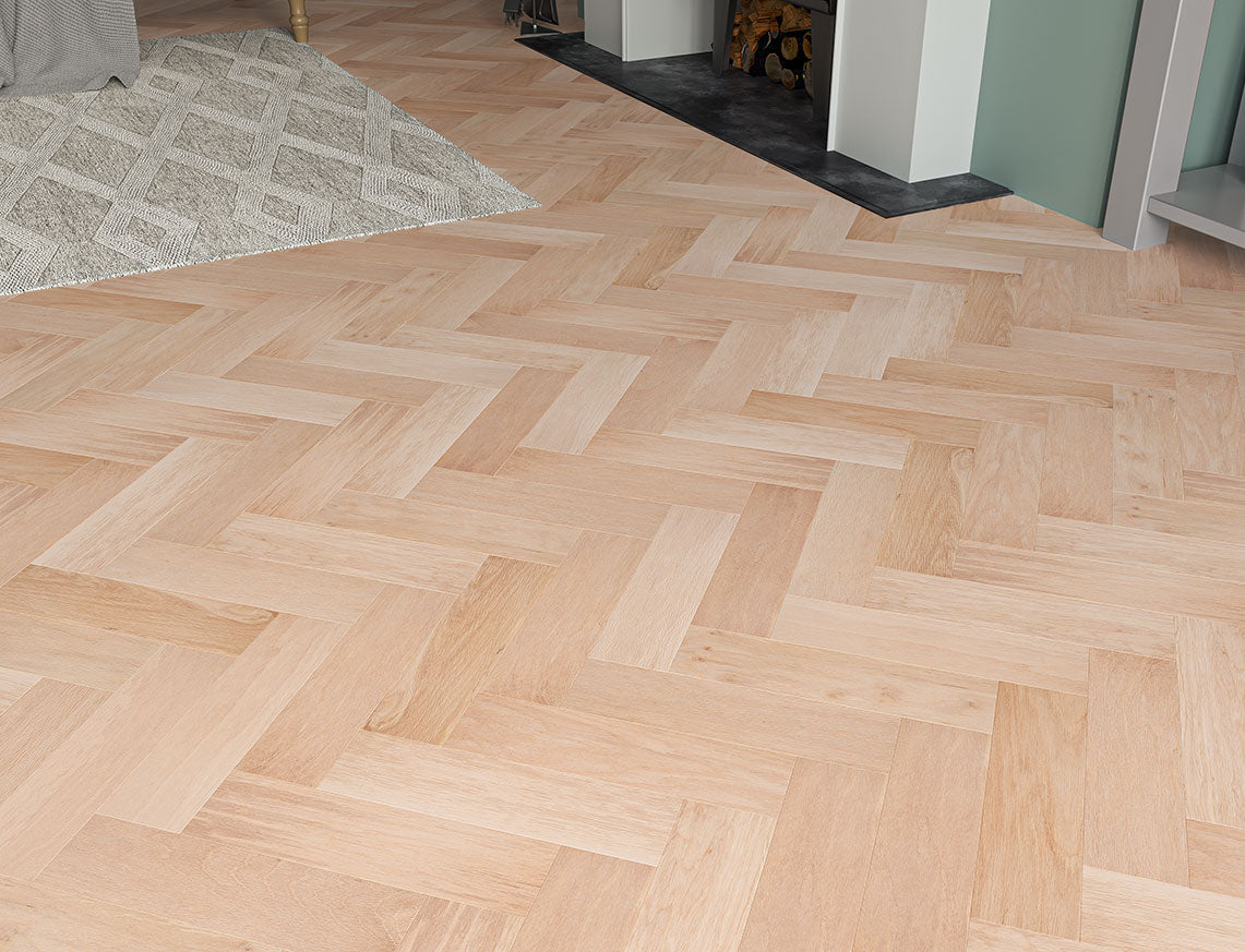New Oak Smooth Herringbone Engineered Wood Flooring | Unfinished | 80 x 300 x 10/3mm