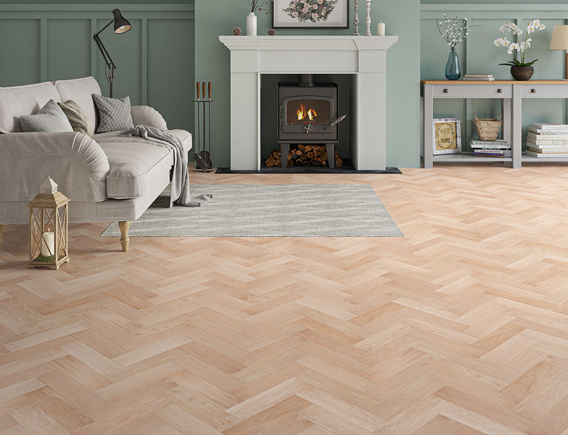 New Oak Smooth Herringbone Engineered Wood Flooring | Unfinished | 80 x 300 x 10/3mm