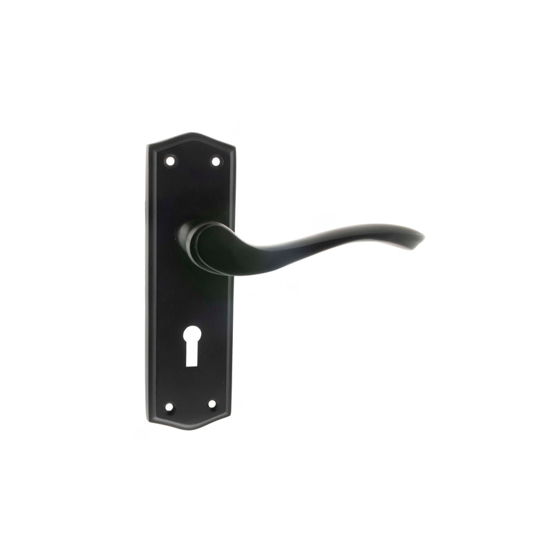 Atlantic Old English Warwick WC Lever on Backplate - Matt Black