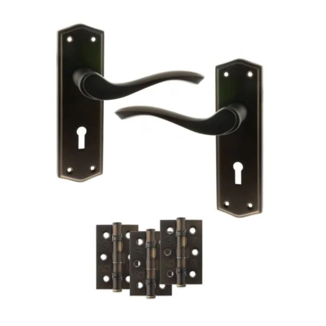 Atlantic OE178 Old English Warwick on Backplate Door Handle Pack