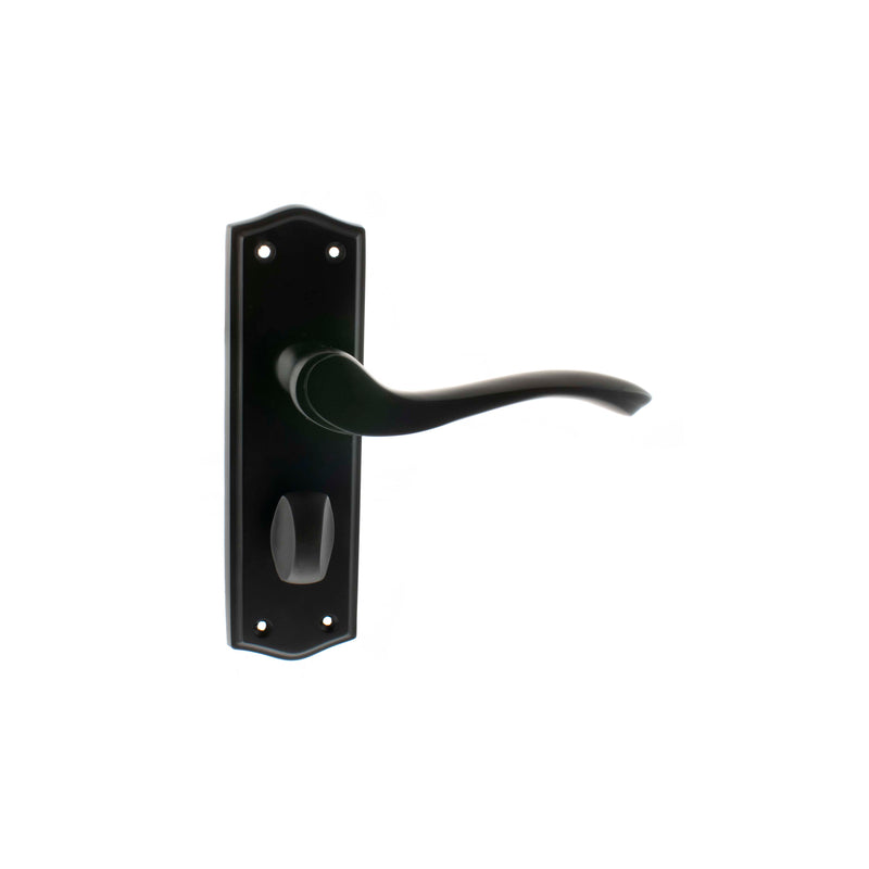 Atlantic Old English Warwick Key Lever on Backplate - Matt Black