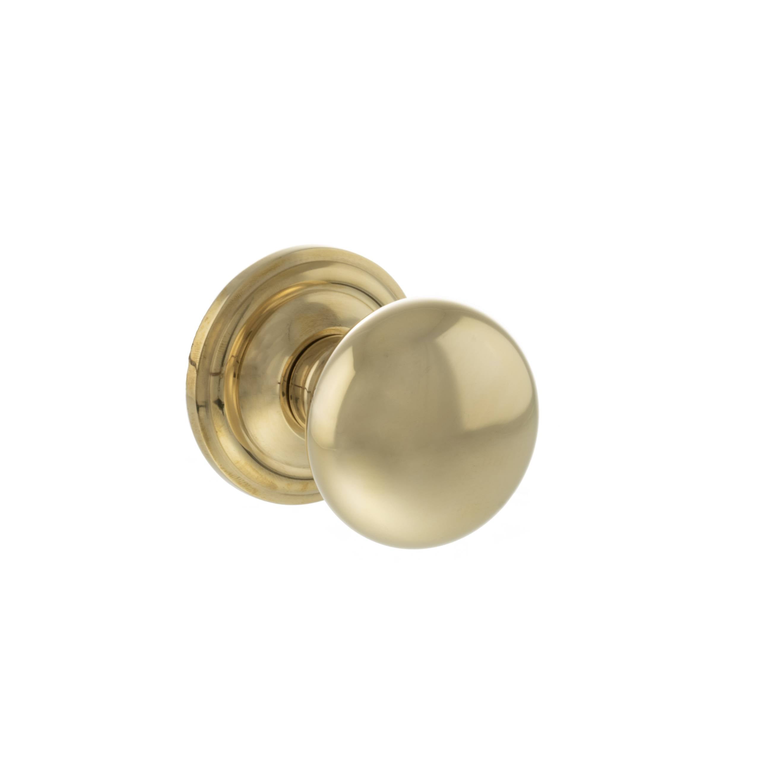 Atlantic Old English Harrogate Solid Brass Mushroom Mortice Knob on Concealed Fix Rose - Raw Brass