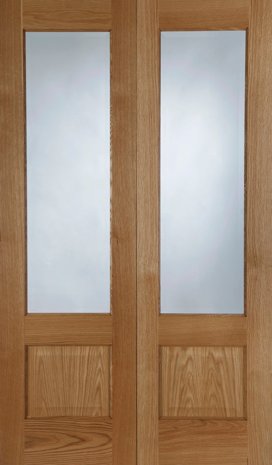 PM Mendes Oak Chiswick Glazed Rebated (Rhpo) Pair Prefinished Door