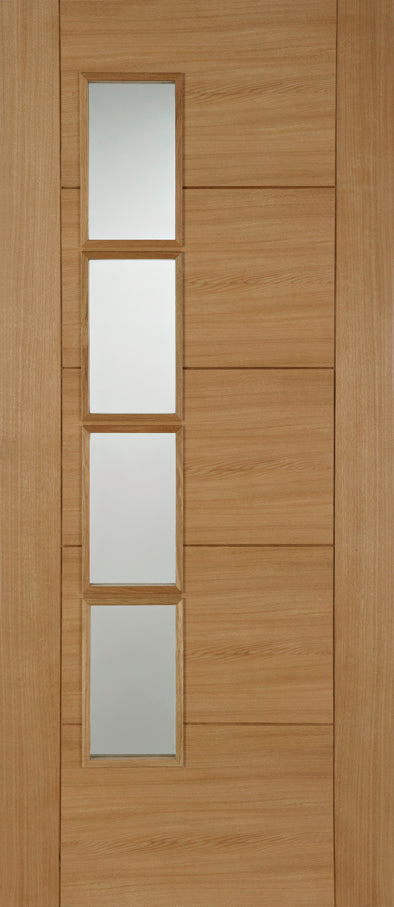 PM Mendes Oak ISEO Offset 4 Light Glazed Quarter Cut FD30 Prefinished Door