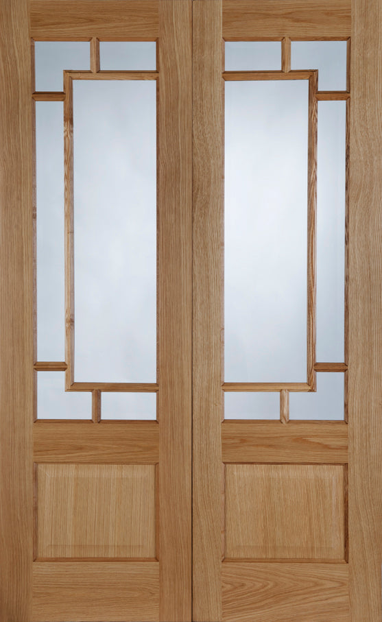 PM Mendes Oak Orient Glazed Rebated Pair (Rhpo) Prefinished Door