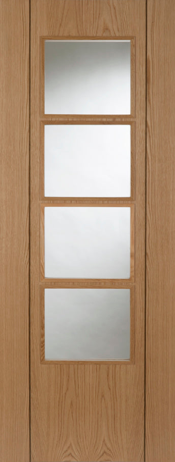 PM Mendes Oak Vision With Walnut Inlay 4 Light Glazed Prefinished Door