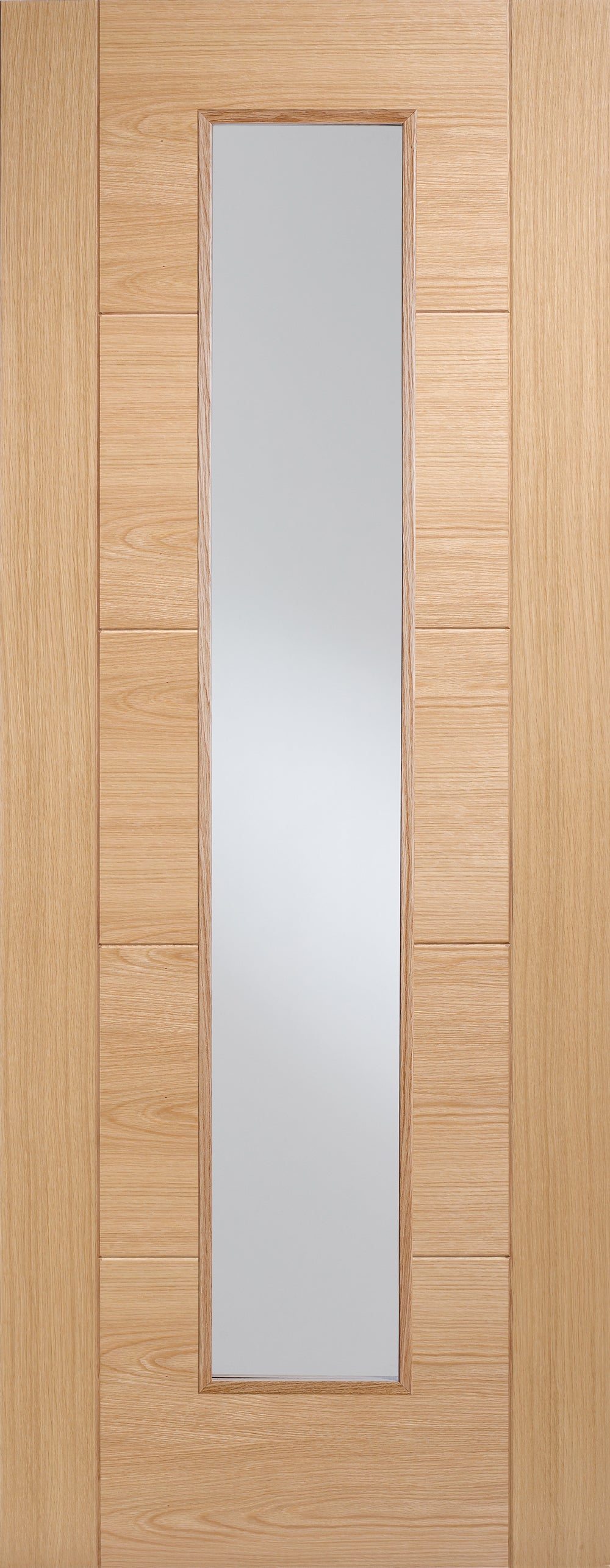 Artis Horizontal Oak Ladder 5P V-Groove Unfinished Long Light Glazed Door
