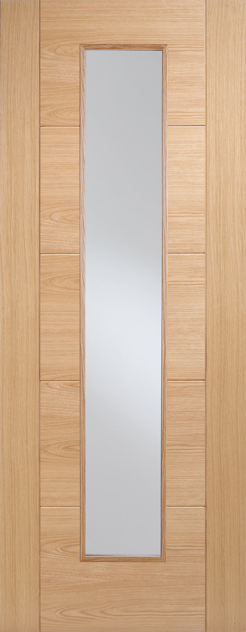 Artis Horizontal Oak Ladder 5P V-Groove Unfinished Long Light Glazed Door