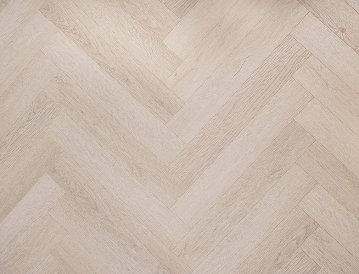 Oakleigh Deluxe 12mm Malham Light Grey Textured Herringbone Laminate Flooring | 100 x 600 x 12mm