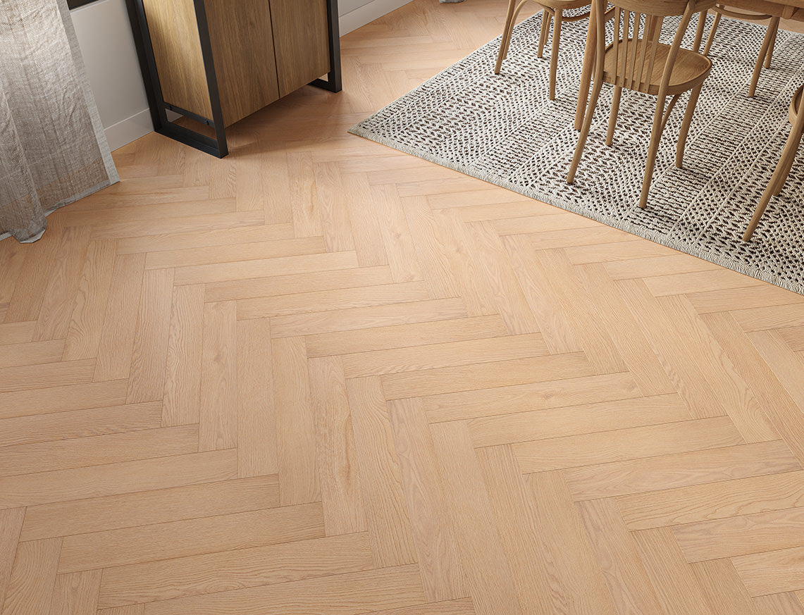 Oakleigh Deluxe 12mm Ripley Soft Brown Textured Herringbone Laminate Flooring | 100 x 600 x 12mm