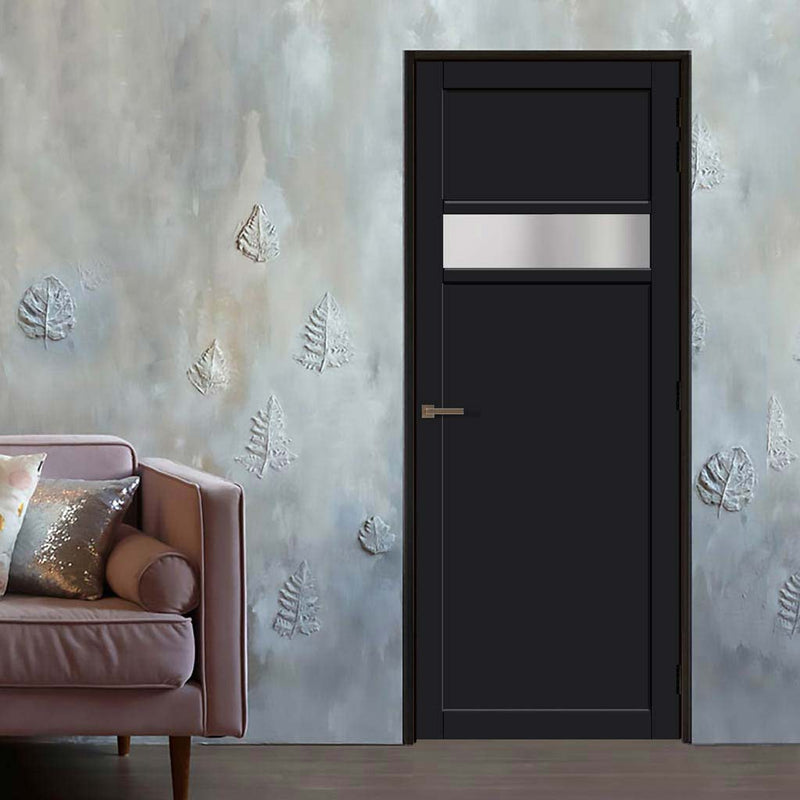 Handmade Eco Urban Orkney 1 Pane 2 Panel Door DD6403SG Frosted Glass Shadow Black Premium Primed