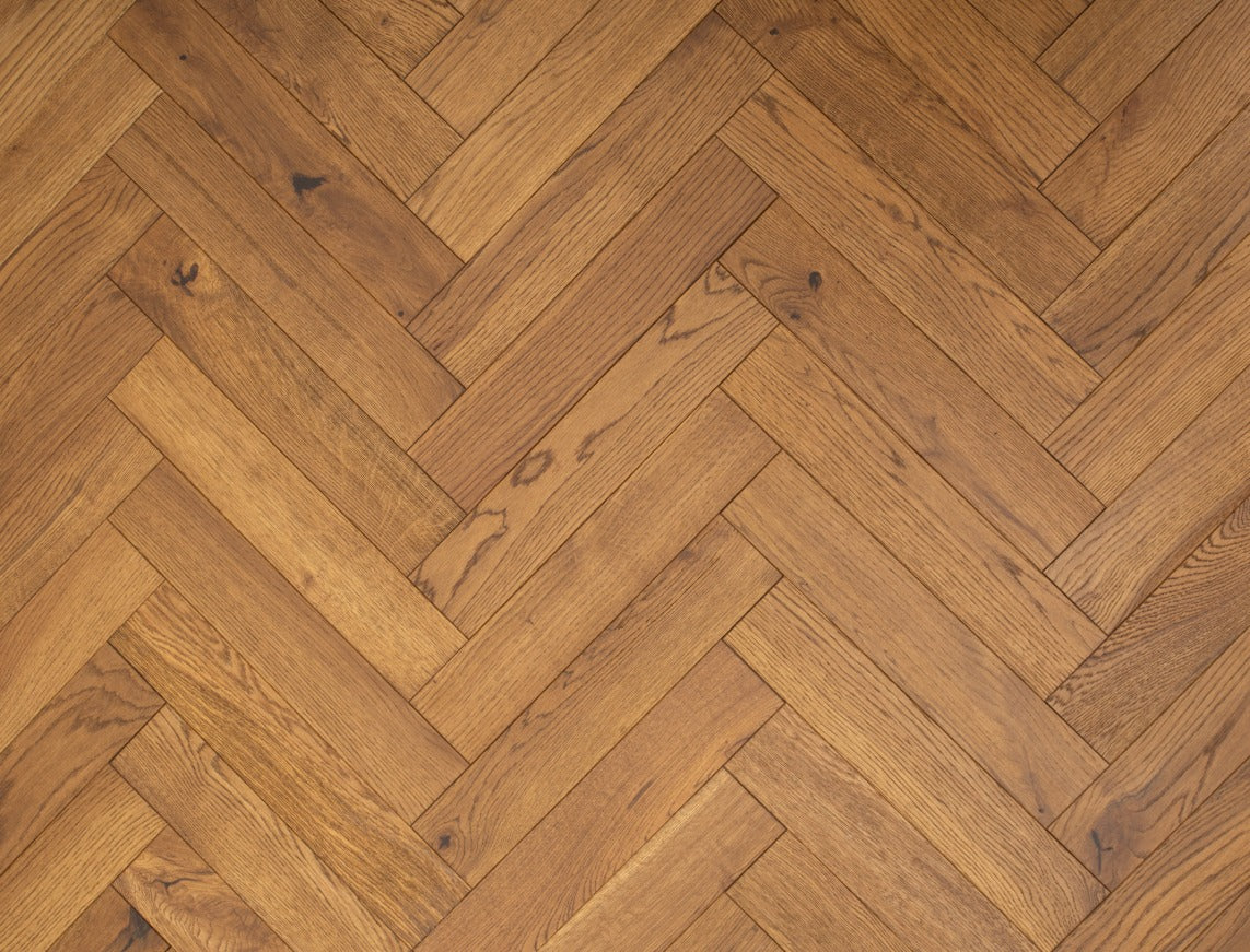 Fitzroy Oak Smoked Brushed Herringbone Solid Wood Flooring | UV Oiled | 70 x 350 x 18mm