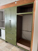 BTK In-frame Wardrobe Green Doors with Walnut Interior (Walnut framing)