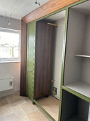 BTK In-frame Wardrobe Green Doors with Walnut Interior (Walnut framing)
