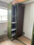 BTK In-frame Wardrobe Green Doors with Walnut Interior (Walnut framing)