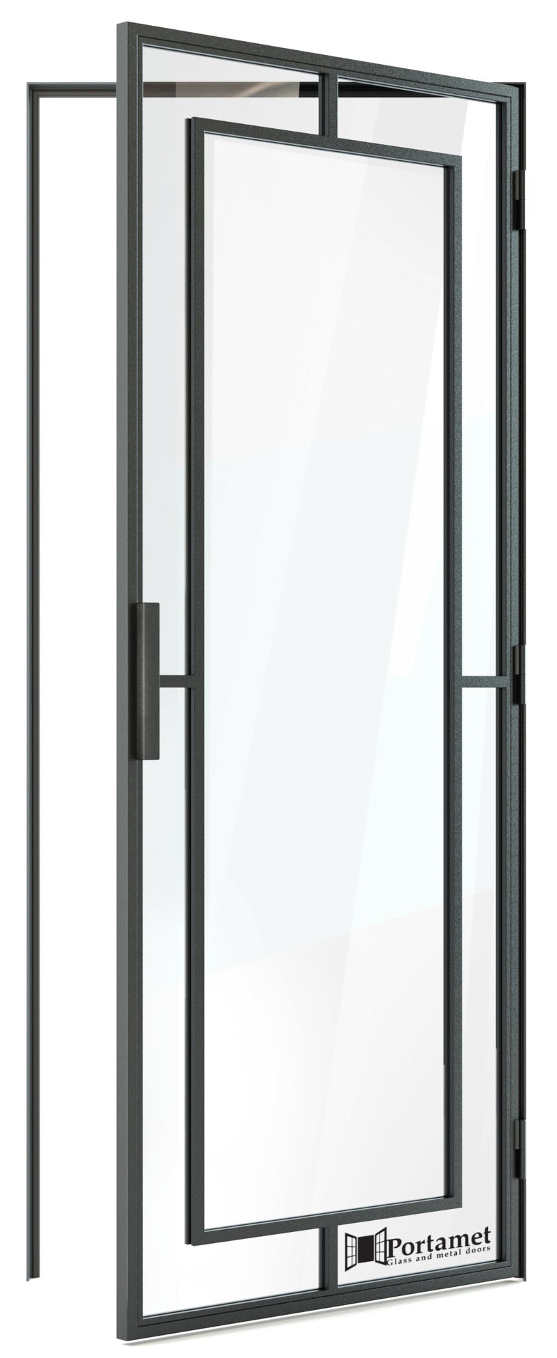 Portamet by Sfarzo - Nero Classic Single Glazed Steel Hinged Door with Frame