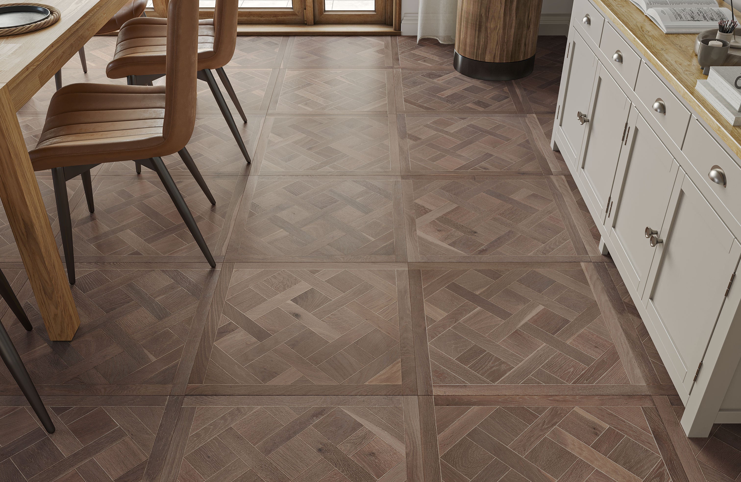 Reverence Oak Grey Brown Brushed Versailles Engineered Wood Flooring | UV Oiled | 600 x 600 x 14/3mm