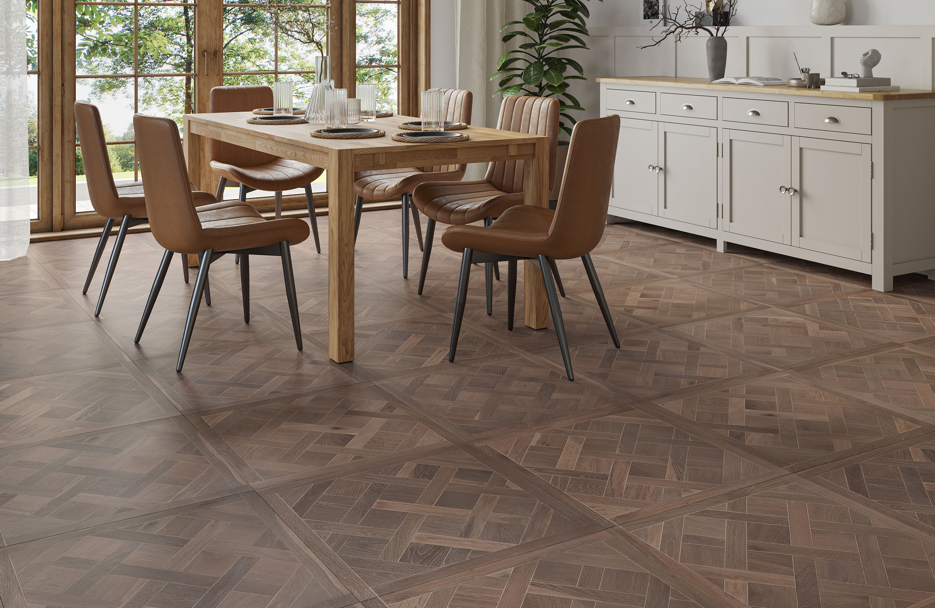 Reverence Oak Grey Brown Brushed Versailles Engineered Wood Flooring | UV Oiled | 600 x 600 x 14/3mm