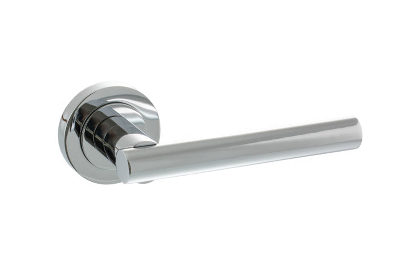 Atlantic STATUS Nebraska Lever on Round Rose - Polished Chrome