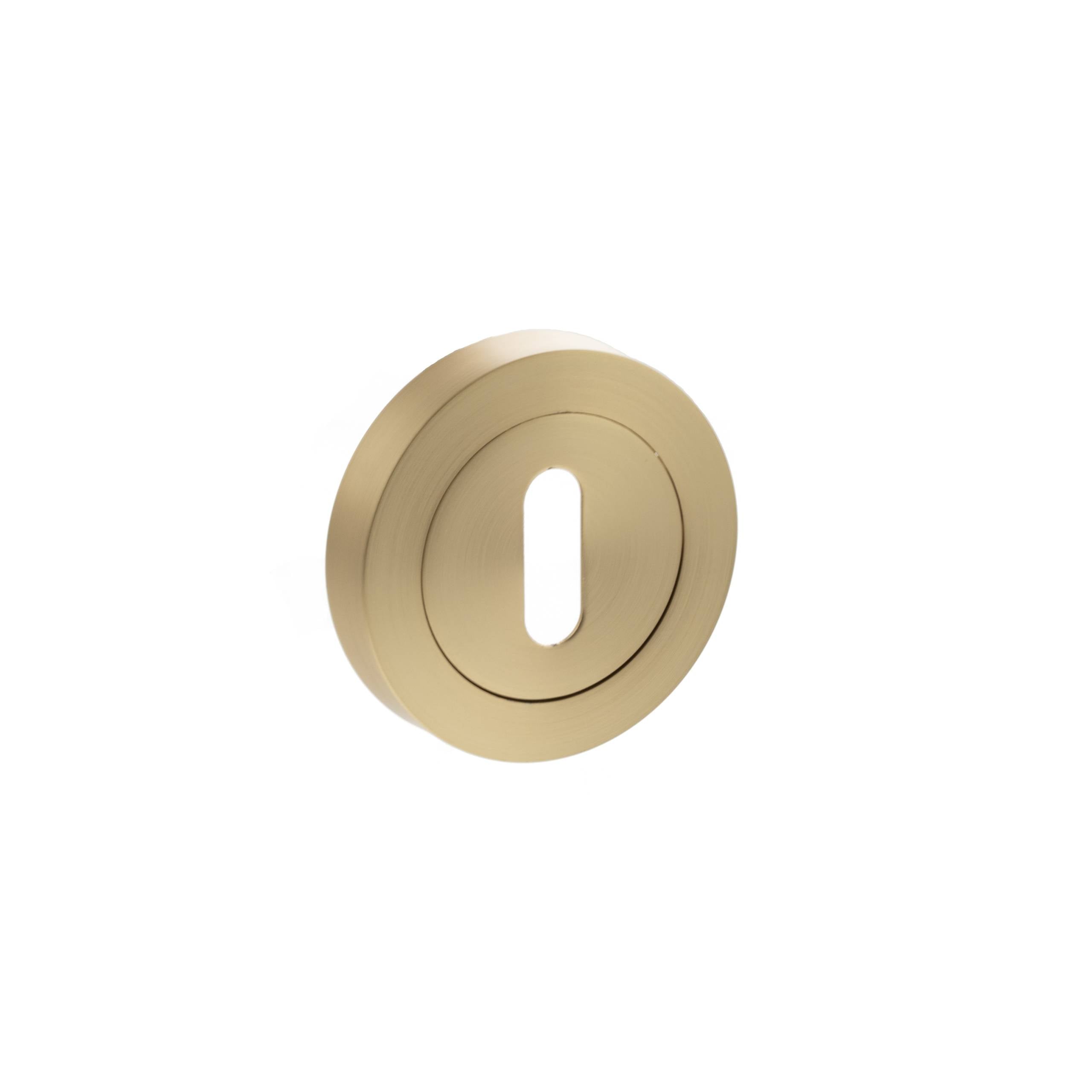 Atlantic STATUS Key Escutcheons on Round Rose - Satin Brass