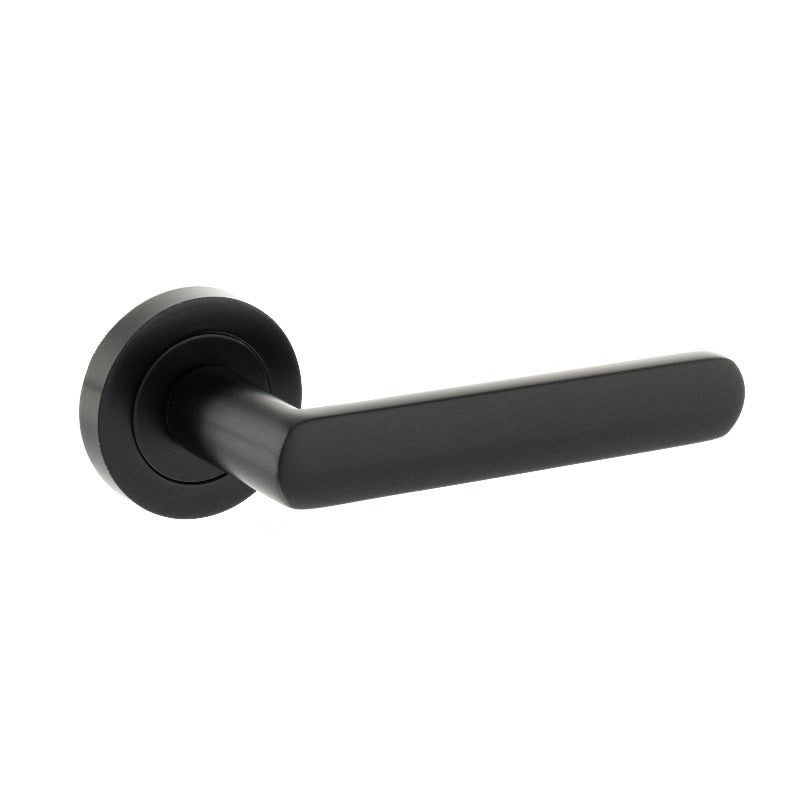 Atlantic Carolina Lever Door Handle on Round Rose - Matt Black