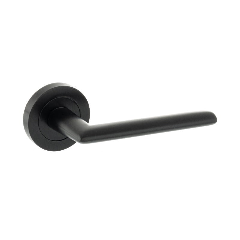 Atlantic Alabama Lever Door Handle on Round Rose - Matt Black