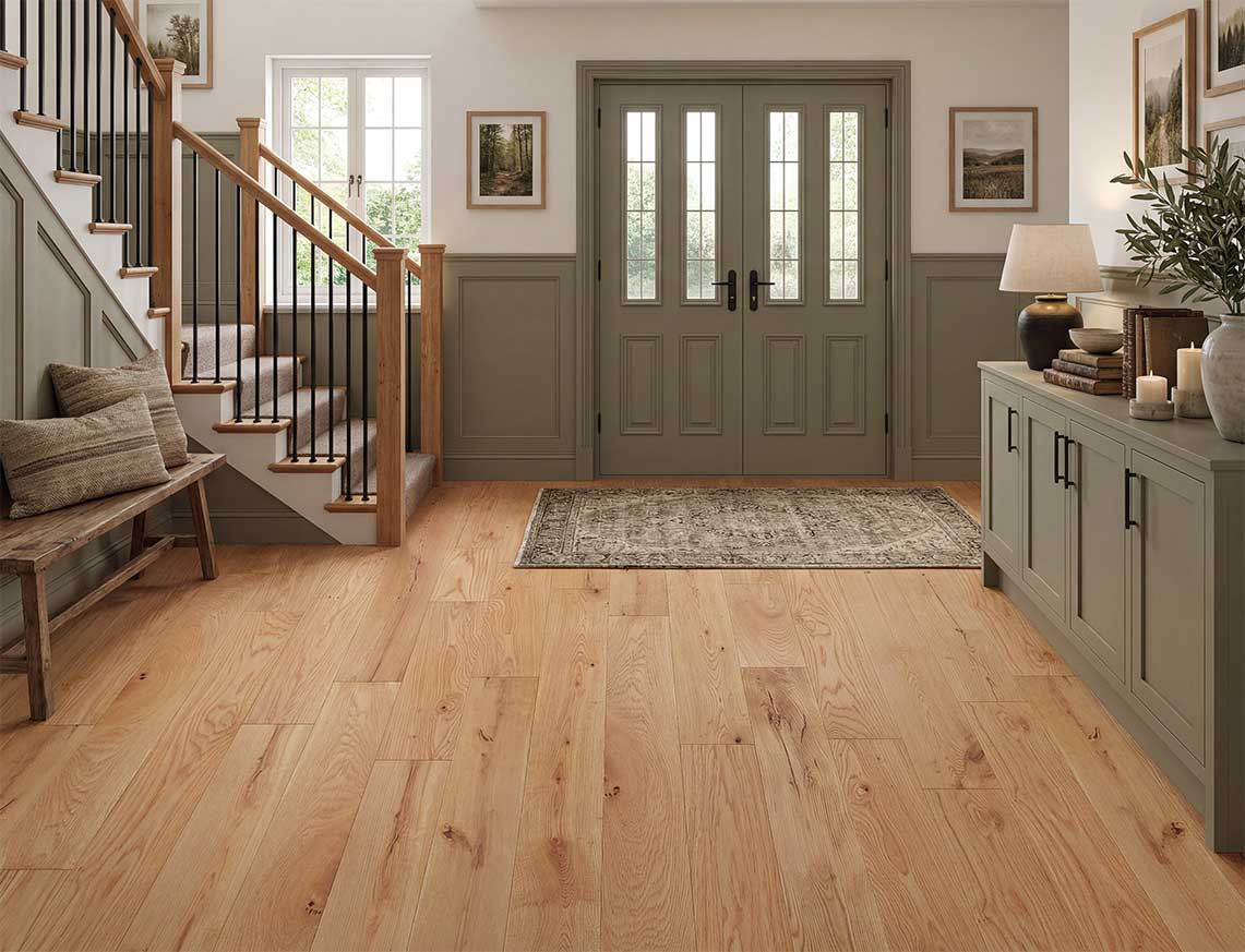 Bedford Oak Smooth Plank Solid Wood Flooring | UV Lacquered | 150 x 300-1500 x 18mm