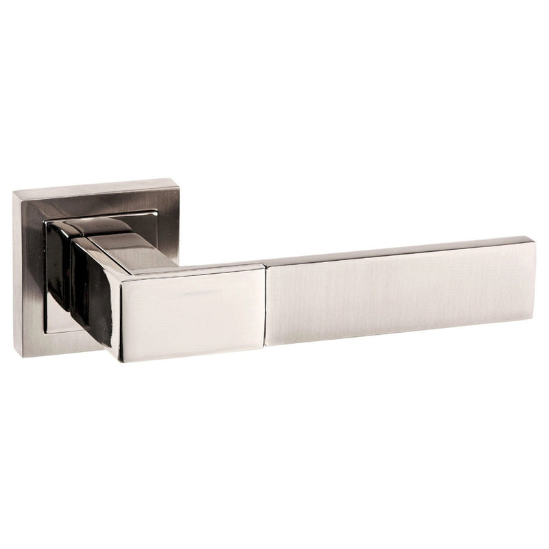Atlantic Senza Pari Casalli Lever Door Handle on Square Rose - Satin Nickel/Polished Nickel