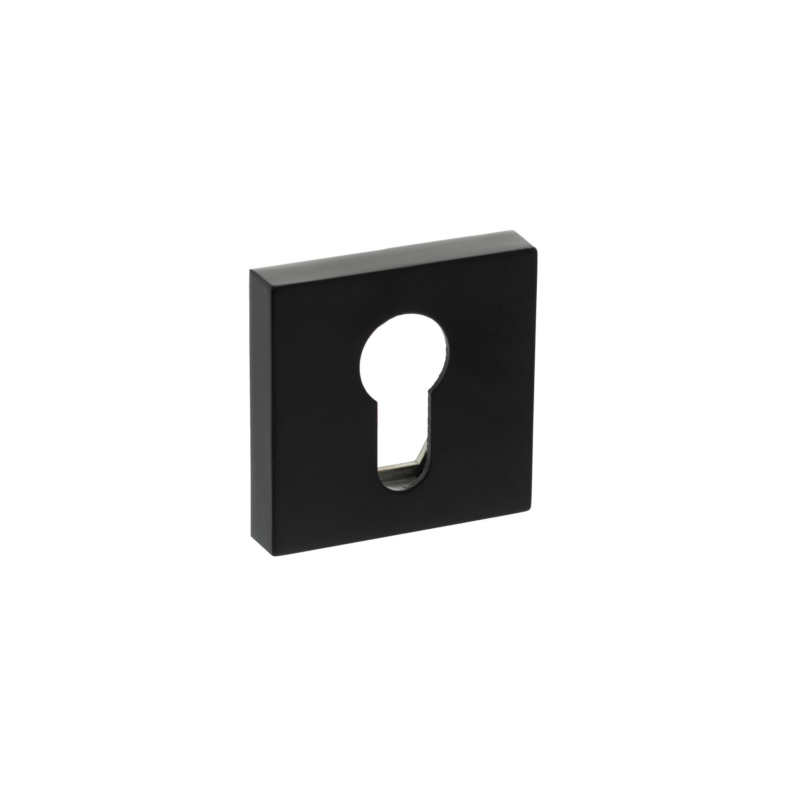 Atlantic Senza Pari Euro Escutcheons on Minimal Square Rose - Matt Black