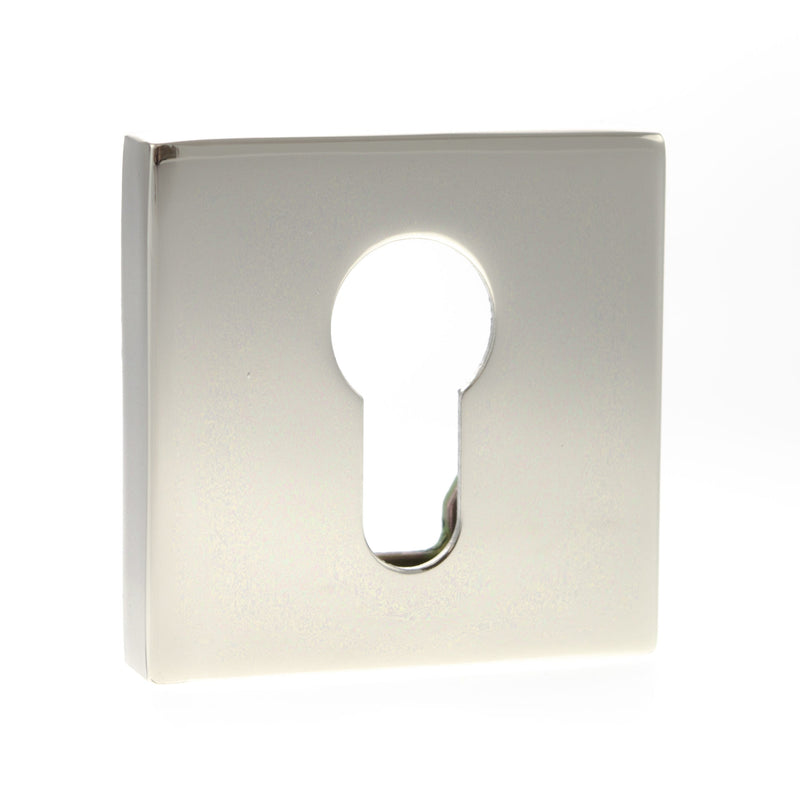 Atlantic Senza Pari Euro Escutcheons on Flush Square Rose - Polished Nickel