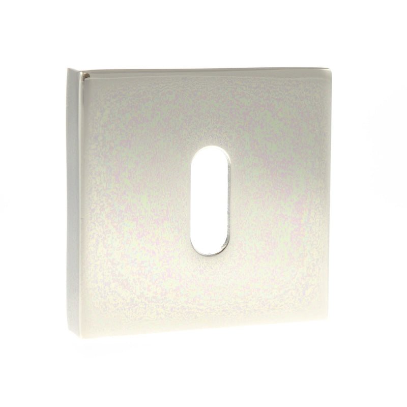 Atlantic Senza Pari Key Escutcheons on Flush Square Rose - Polished Nickel