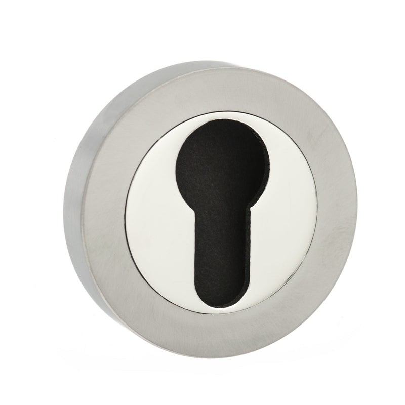 Atlantic Senza Pari Euro Escutcheons on Round Rose - Satin Nickel/Nickel Plate