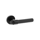 Atlantic Senza Pari Fasana Linear Knurled Lever Door Handle on Minimal Round Rose - Matt Black