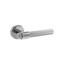 Atlantic Senza Pari Fasana Linear Knurled Lever Door Handle on Minimal Round Rose - Polished Chrome