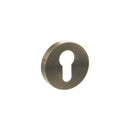 Atlantic Senza Pari Euro Escutcheons on Minimal Round Rose - Antique Brass