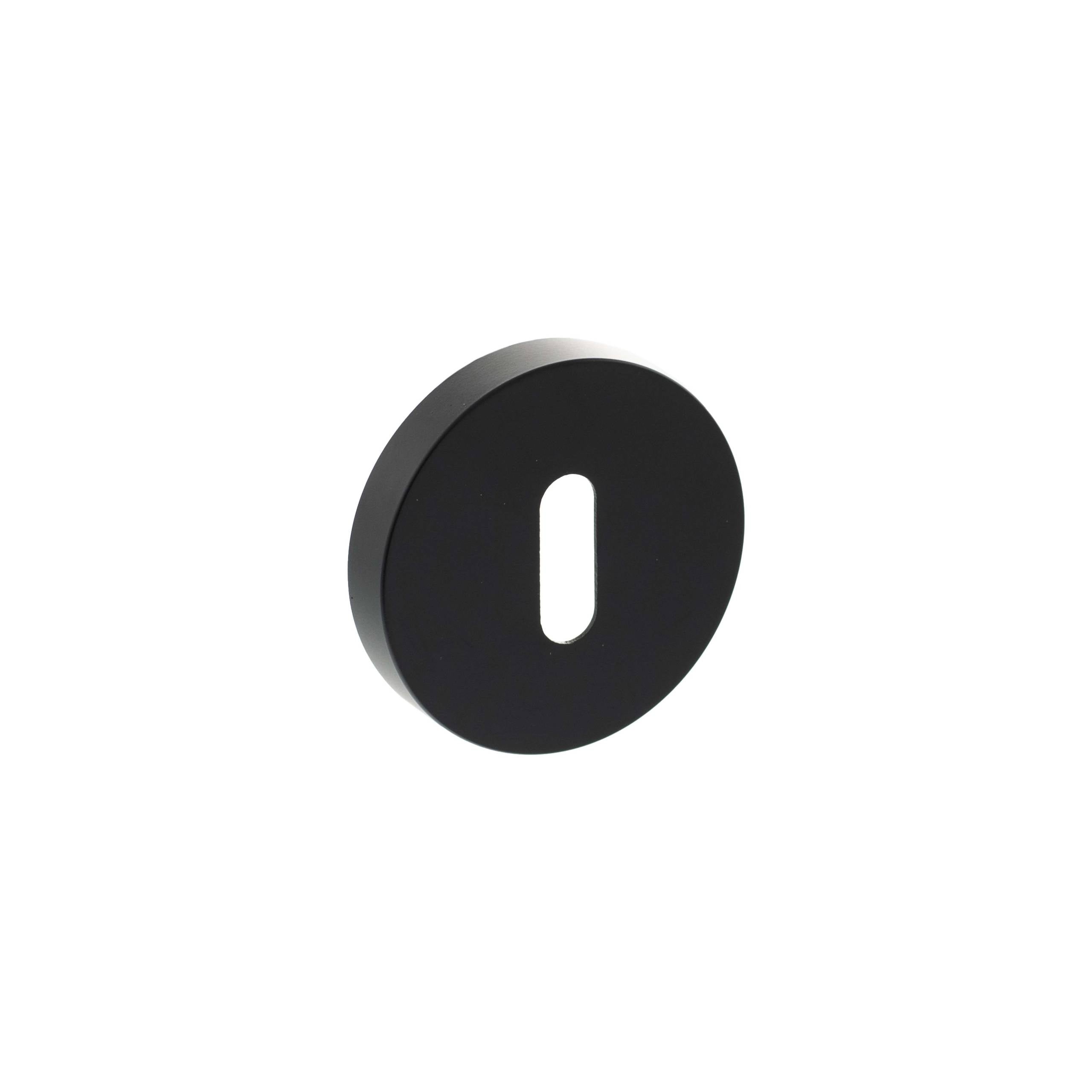 Atlantic Senza Pari Key Escutcheons on Minimal Round Rose - Matt Black