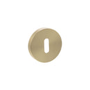 Atlantic Senza Pari Key Escutcheons on Minimal Round Rose - Satin Brass