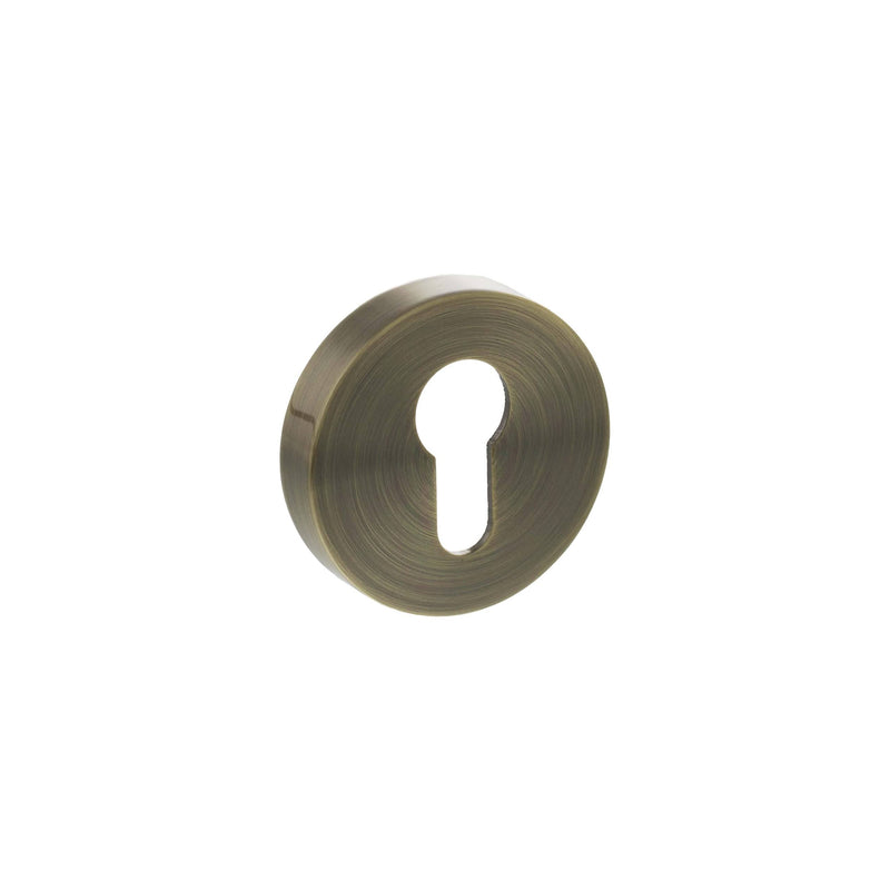 Atlantic Senza Pari Euro Escutcheons on Round Rose - Antique Brass