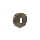 Atlantic Senza Pari Key Escutcheons on Round Rose - Antique Brass
